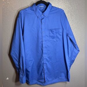 Port Authority Mens Blue Button Up Collared Dress Shirt Size XL